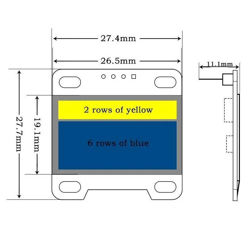 0.96 Inch OLED Display Module SSD1306 I2C IIC SPI Serial 128X64 LCD 4 Pin YellowBlue WhiteBlue for Arduino(Pin Headers Soldered) thumbnail 4