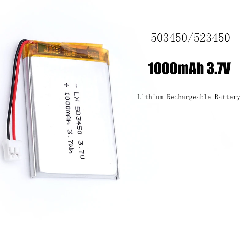 503450/523450 1000mAh 3.7V Polymer Lithium Rechargeable Battery For for PS4,Cameras, GPS, Bluetooth Speakers 3.7V batteries thumbnail 5