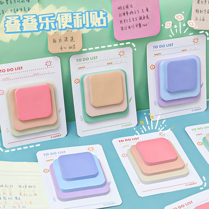 Multicolor Memo Pad 3 Size Adhesive Notepad Decal Scrapbooking DIY Diary Sticky Note Office School Supplies Kawaii Stationery thumbnail 3