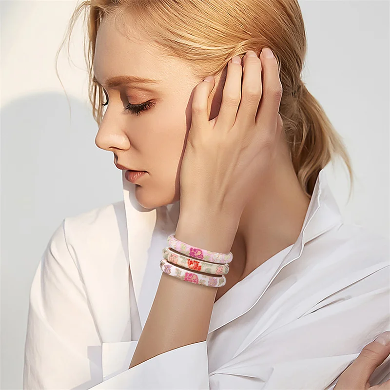 Enameled Bracelets For Women Flower Women Bangles Indian Chinese Viking Bracelet On Hand African Jewelry Dubai Women's Gift Girl thumbnail 2