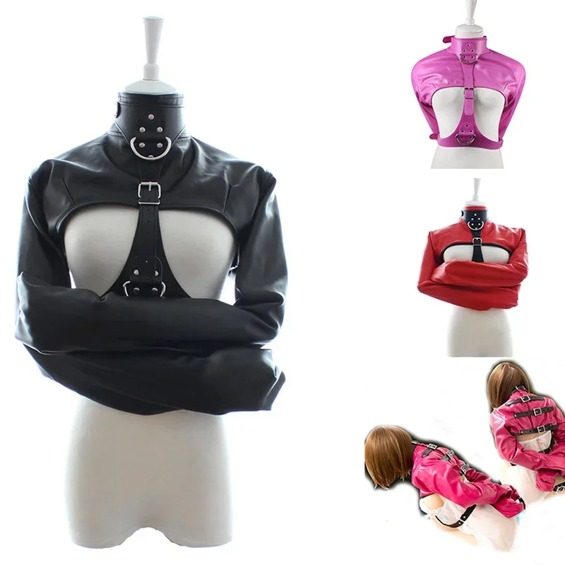 PU Leather Straitjacket BDSM Adult Games Straight Jacket Adjustable  Harness Body Bondage Sex Toy for Women and Men thumbnail 2