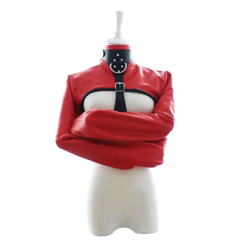 PU Leather Straitjacket BDSM Adult Games Straight Jacket Adjustable  Harness Body Bondage Sex Toy for Women and Men thumbnail 5