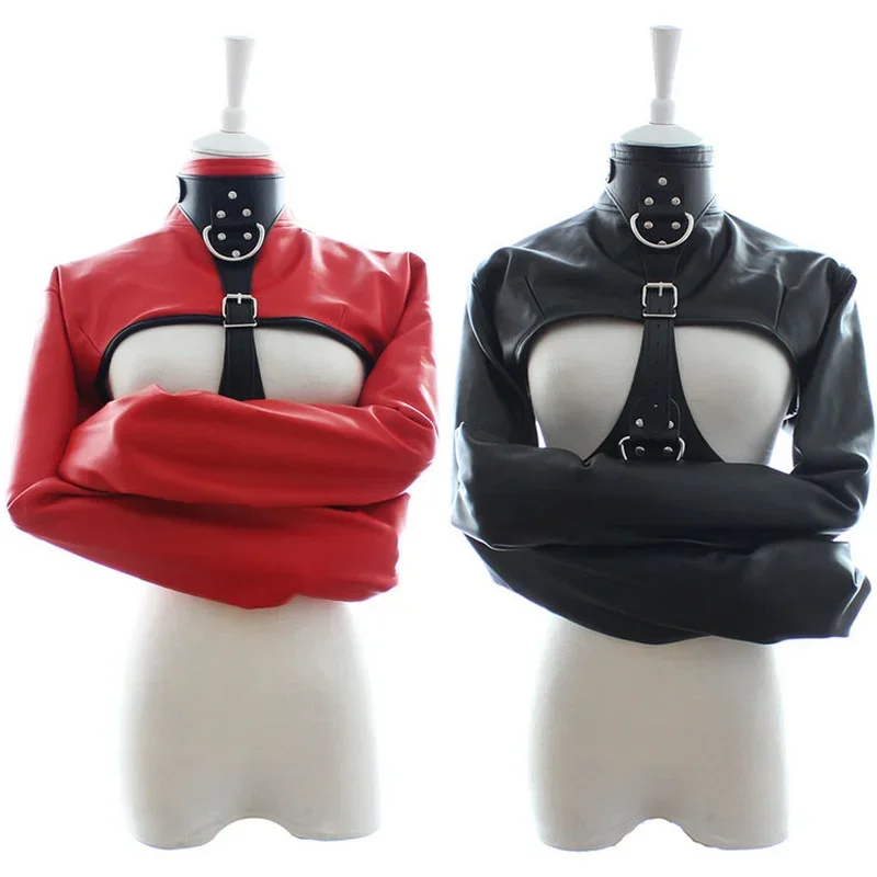 PU Leather Straitjacket BDSM Adult Games Straight Jacket Adjustable  Harness Body Bondage Sex Toy for Women and Men thumbnail 6