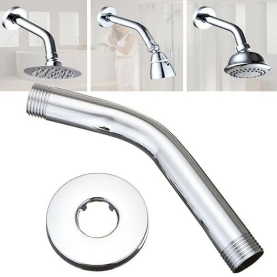 Bathroom Rainfall Shower Head Silver Chrome Water Saving Extension Shower Arm Bathroom Accessories Faucet Replacement thumbnail 2