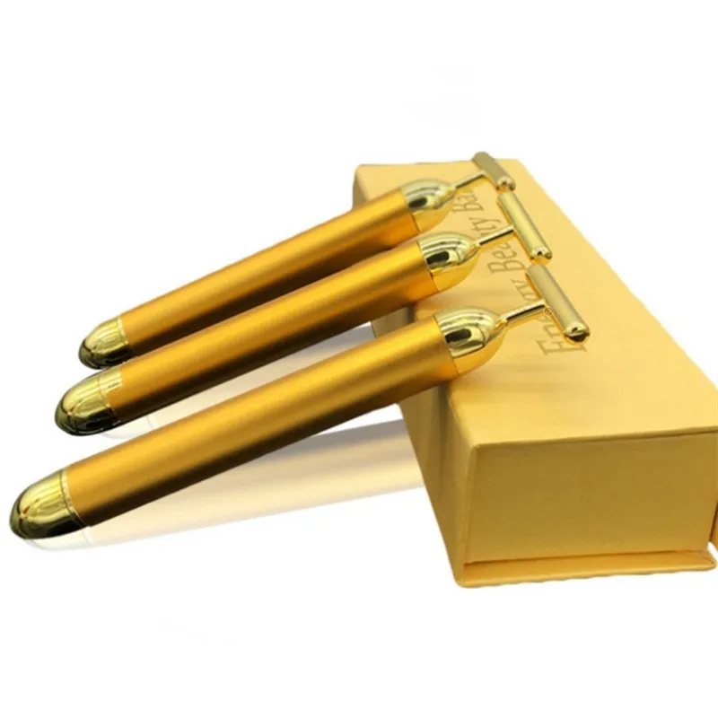 24k Gold Facial Slimming Face Beauty Bar Pulse Firming Facial Roller Massager Lift Skin Tightening Wrinkle Vibrating Tool thumbnail 5