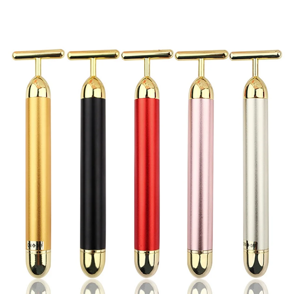 24k Gold Facial Slimming Face Beauty Bar Pulse Firming Facial Roller Massager Lift Skin Tightening Wrinkle Vibrating Tool thumbnail 6