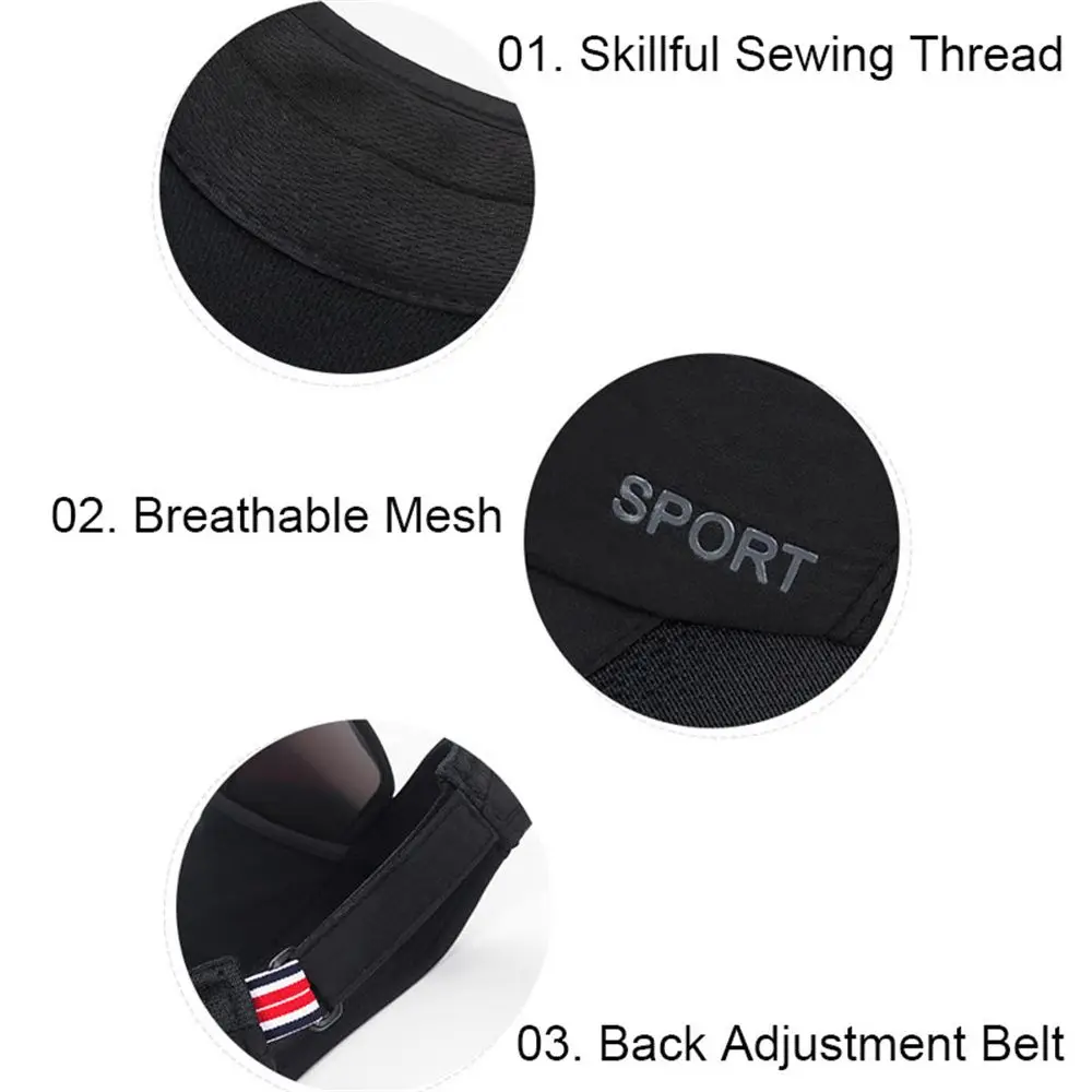 Women Summer Sun Visor Hat Adjustable Golf Cap Retractable Brim Empty Top UV Protection Beach Shading Tennis Sport Travel Hat thumbnail 5