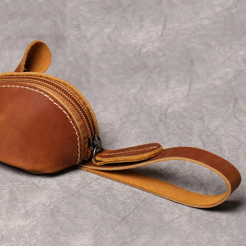 Genuine Leather Coin Purse Creative Cute Mouse Storage Bag Trend Zipper Pocket Men Women Portable Wallets Children's Key Bags thumbnail 5