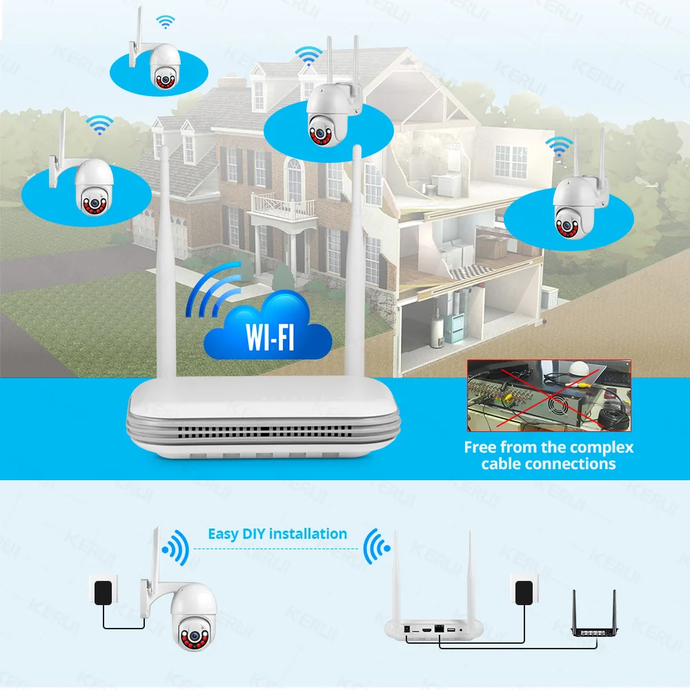 KERUI 2K 4MP Outdoor Full HD Security WIFI IP Camera Icsee 2.5inch HDD Match For Wireless MINI 8CH NVR System Host thumbnail 5