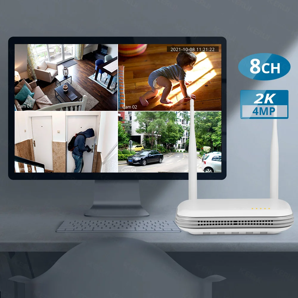 KERUI 2K 4MP Outdoor Full HD Security WIFI IP Camera Icsee 2.5inch HDD Match For Wireless MINI 8CH NVR System Host thumbnail 6