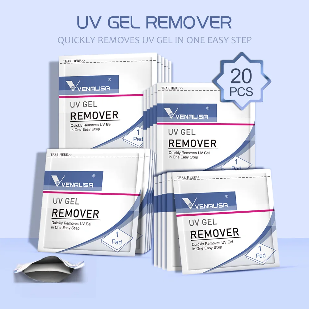 Venalisa 20Pcs Remover Wipes Pad for Nail Manicure Cleanser Nail Art UV Gel Remover Degreaser for Nails Gel Nail Polish thumbnail 5