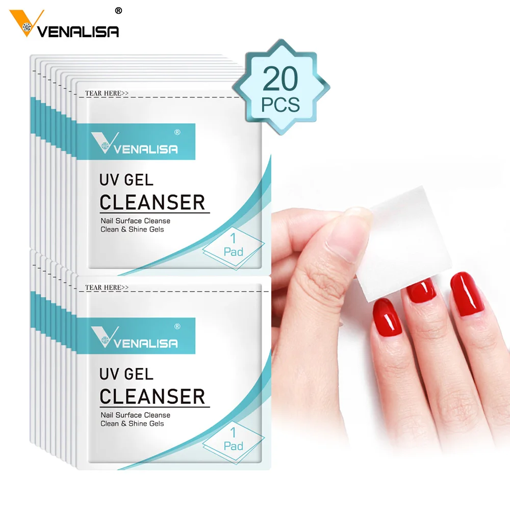 Venalisa 20Pcs Remover Wipes Pad for Nail Manicure Cleanser Nail Art UV Gel Remover Degreaser for Nails Gel Nail Polish thumbnail 3