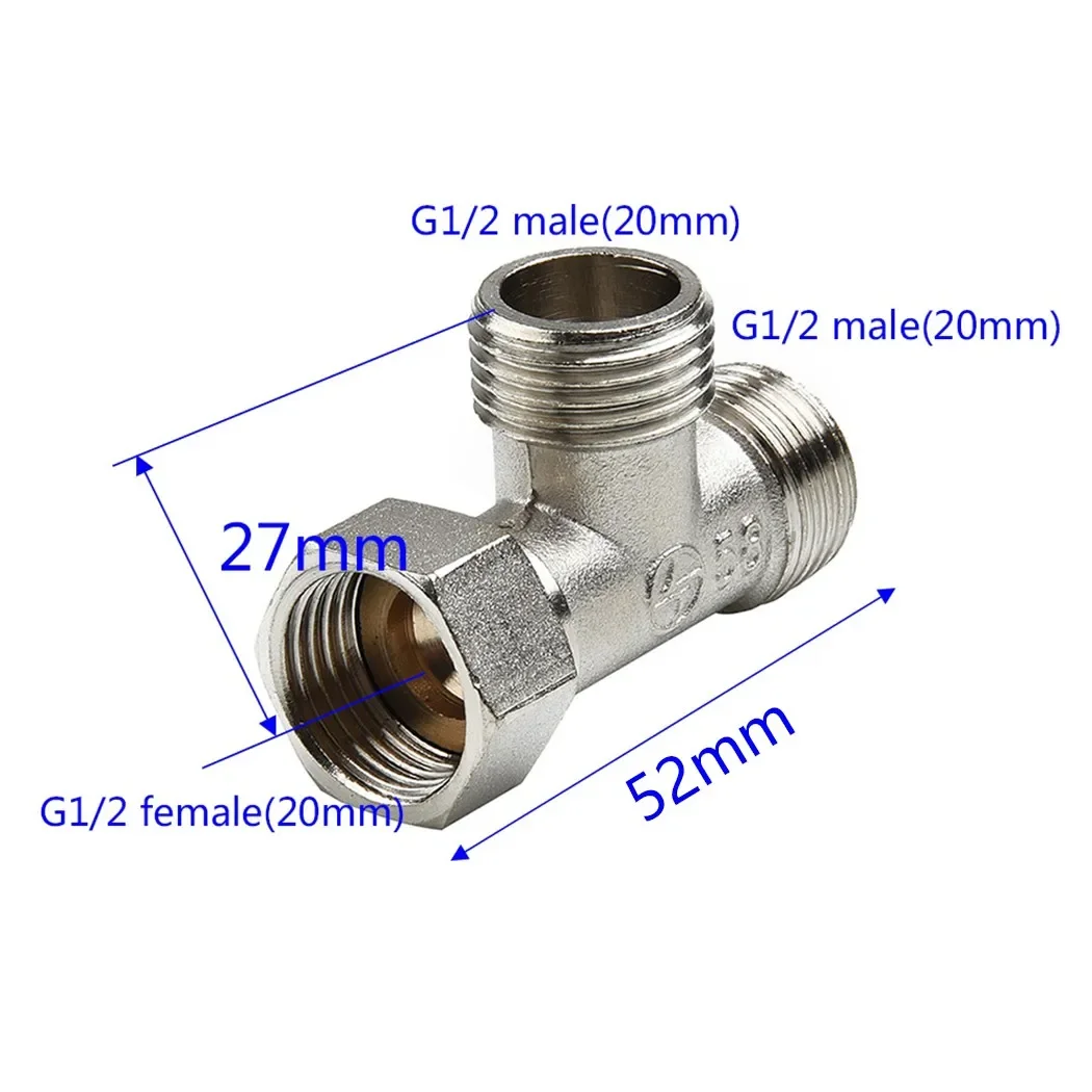 Toilet Diverter Valve Copper T Adapter T-Valve Diverter Valve Three-way Device Hole Water Pipe For Bath Bidet Sprayer Shower thumbnail 4