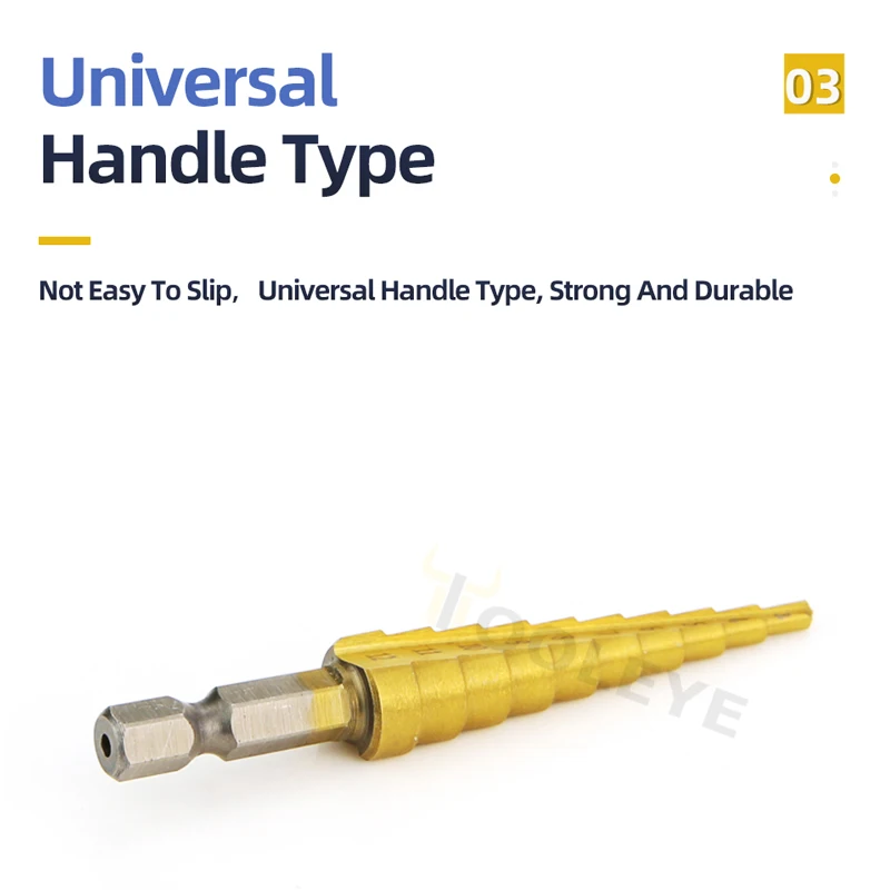 TOOLEYE HSS Titanium Step Drill Bit Stage Drills For Metal Wood High Speed Stepped Drill Set Power Tools 3-12 4-12 4-20 4-32mm thumbnail 3