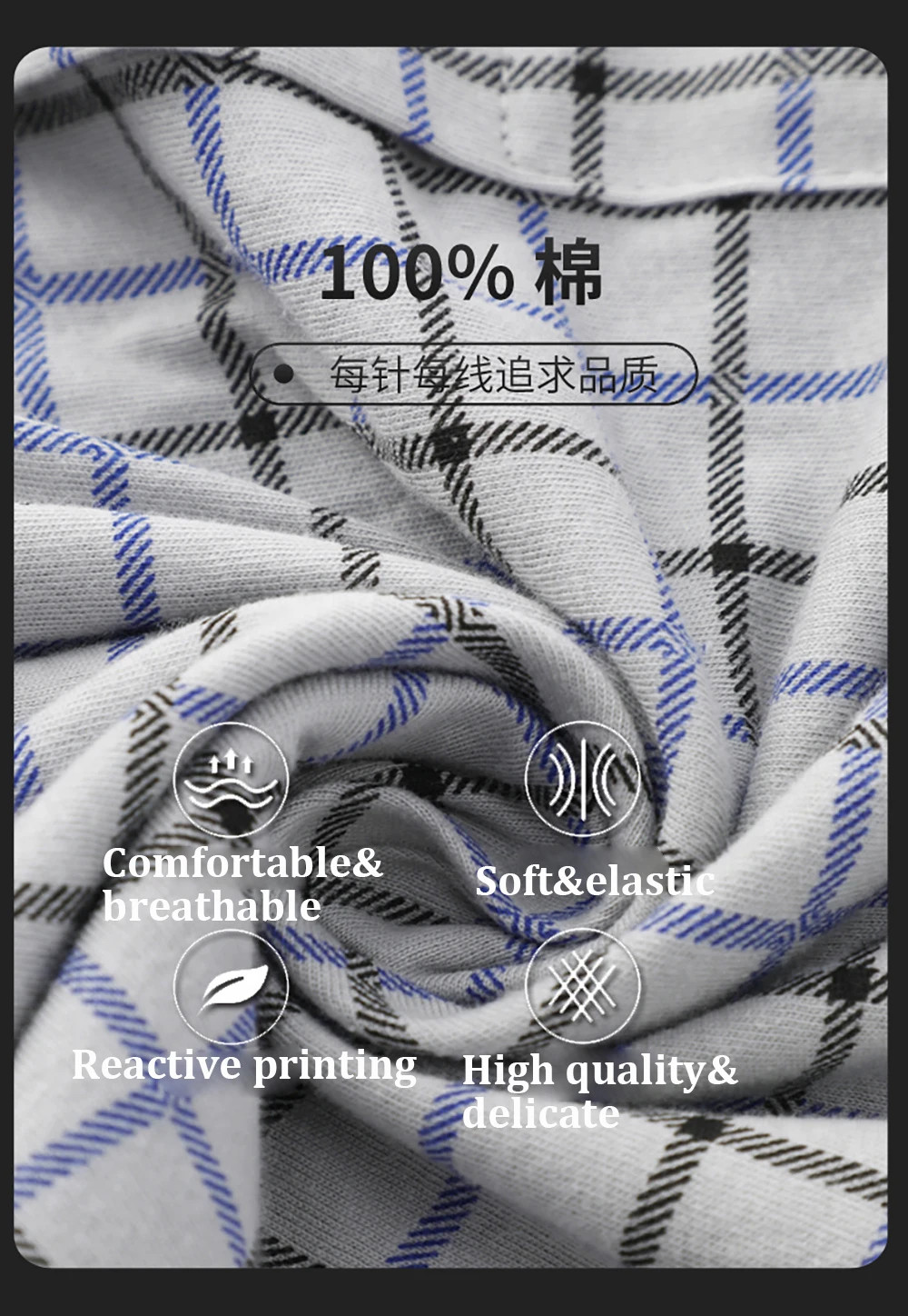 100% Cotton Plaid Pajama Pants Men Comfortable Widen Waist Elastic Pajamas Sleep Shorts Button Placket PJ Pants pijama hombre thumbnail 4
