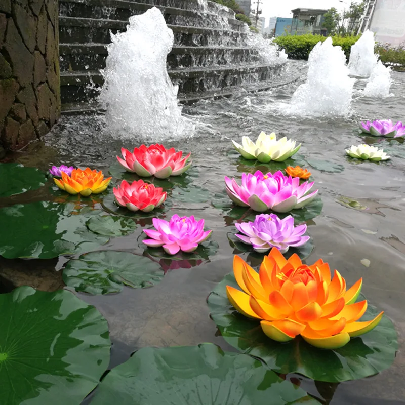10/17/28/40/60cm Lotus Artificial Flower Floating Fake Lotus Plant Lifelike Water Lily Micro Landscape for Pond Garden Decor thumbnail 4