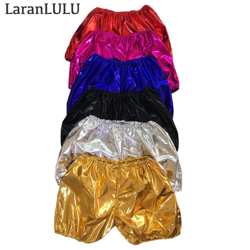 Kids Adult Shiny Short Bloomers Metallic Shorts Dancing Hip Hop Costumes Summer Fashion Hot Pants Party Halloween Elastic Waist