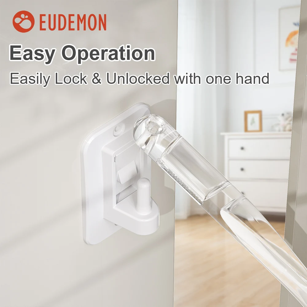 EUDEMON Child Proof Finger Pinch Guard Baby Door Stopper Door Latch Adjustable Door Lever Handle Lock for Pets Easy Entry cats thumbnail 6