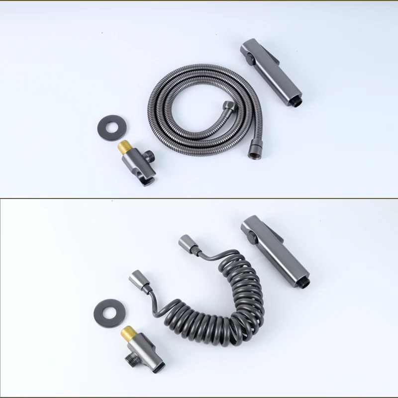 Bidet Sprayer High Pressure ABS Plastic Sprayer Solid Brass Valve Holder Brushed Gold Matt Black Metal Grey Toilet Set thumbnail 5