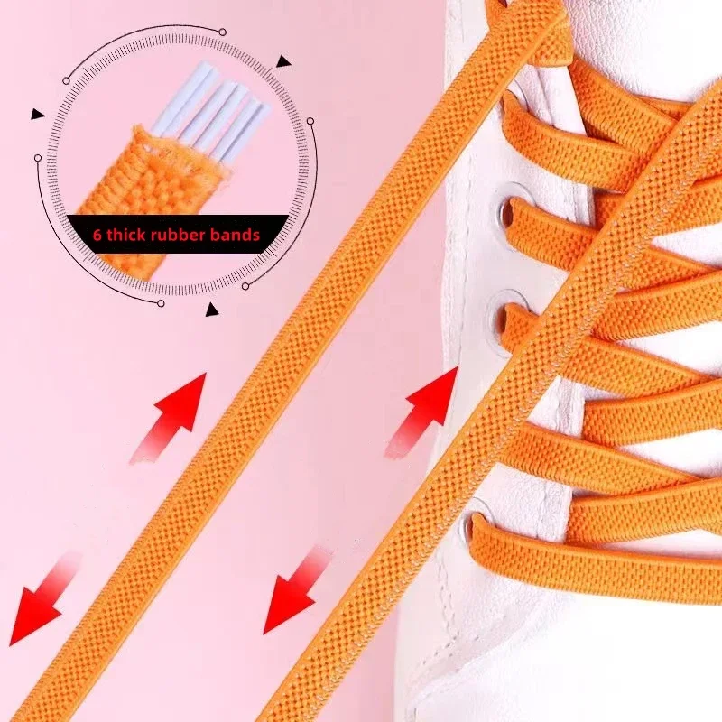 No Tie Flat Hiking Running Shoe Lace Elastic Shoelaces Outdoor Leisure Sneakers Quick Safety Flat Shoelace Kids Adult Lazy Laces thumbnail 2