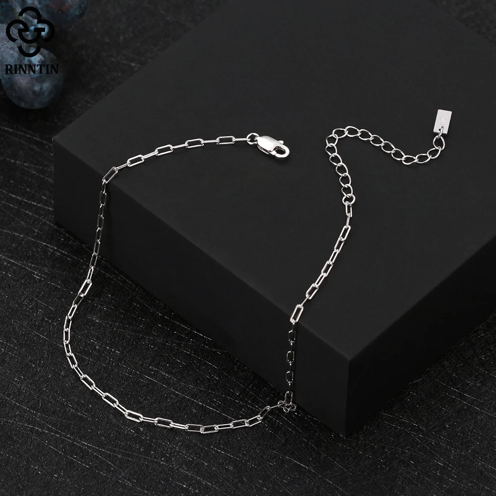 Rinntin Paperclip Chain Anklet for Women 925 Silver Summer 14K Gold Foot Chain Bracelet Fashion Ankle Straps Jewelry Gift SA22 thumbnail 4