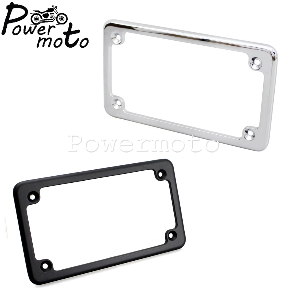Motorcycle Clear Unbreakable Motorcycle License Plate Shield and Frame Combo chrome Black Frame For Harley Bobber Custom 4"x 7" thumbnail 6
