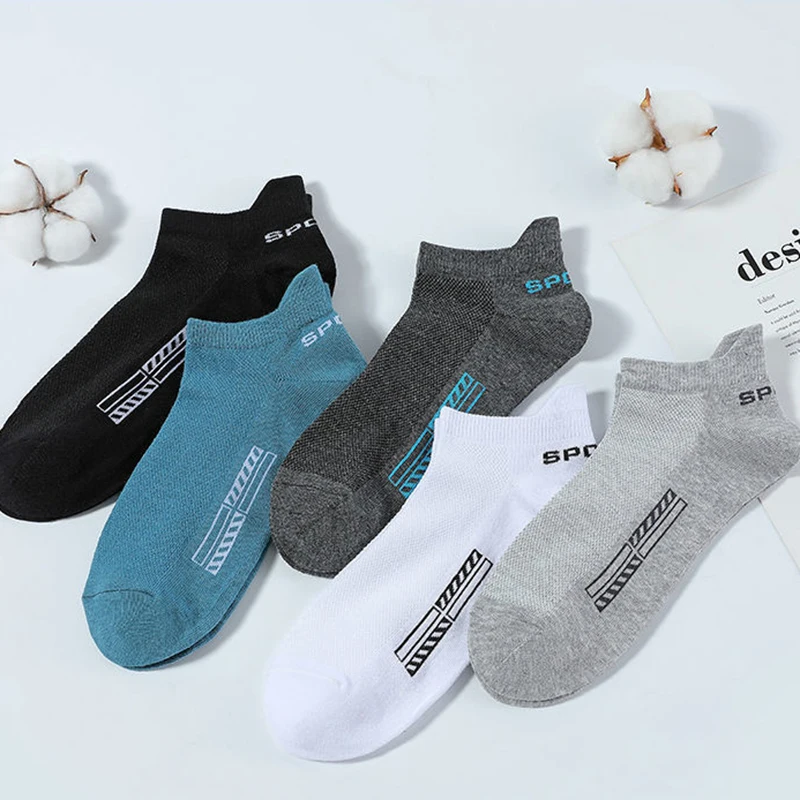 5 Pairs Cotton Short Socks for Male High Quality Women's Low-Cut Crew Ankle Sports Mesh Breathable Summer Casual Soft Men Sock thumbnail 6
