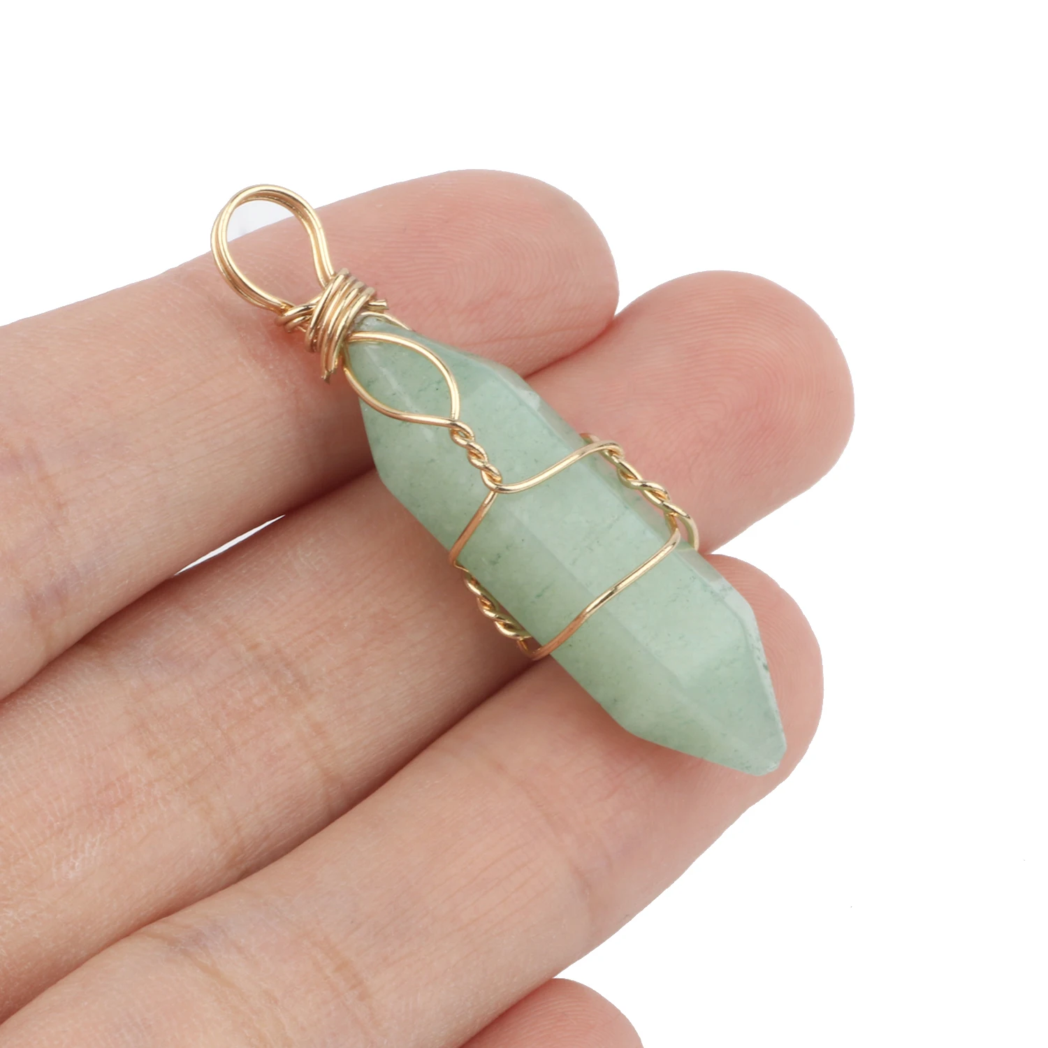 1PCS Natural Green Aventurine Jades Stone Beads Pendants Necklace Earring Bracelet DIY Gift Pendant Connector Charms Wholesale thumbnail 5