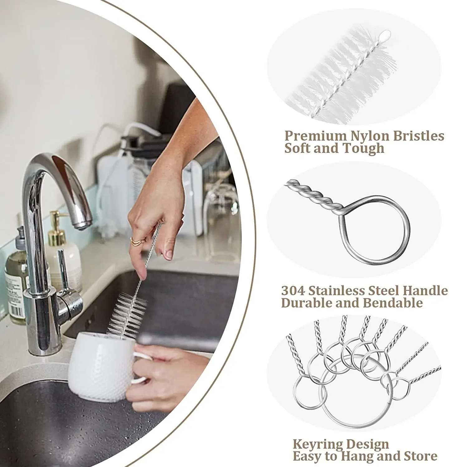 10pcs Pipe Tube Brush Pipe Cleaning Brushes Nylon Bristle Drinking Straws Cleaner Brush for Washing Kettle Spout Teapot Nozzle thumbnail 4