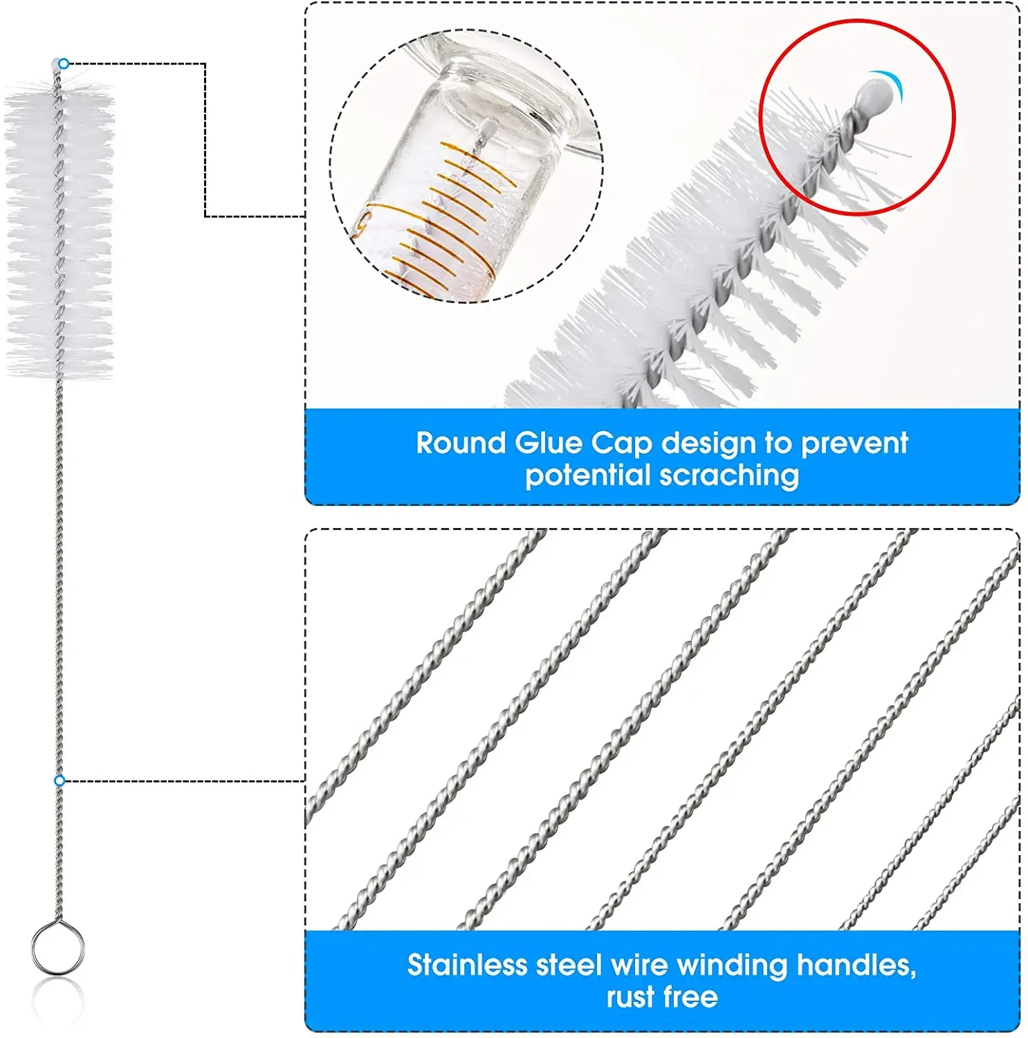 10pcs Pipe Tube Brush Pipe Cleaning Brushes Nylon Bristle Drinking Straws Cleaner Brush for Washing Kettle Spout Teapot Nozzle thumbnail 5
