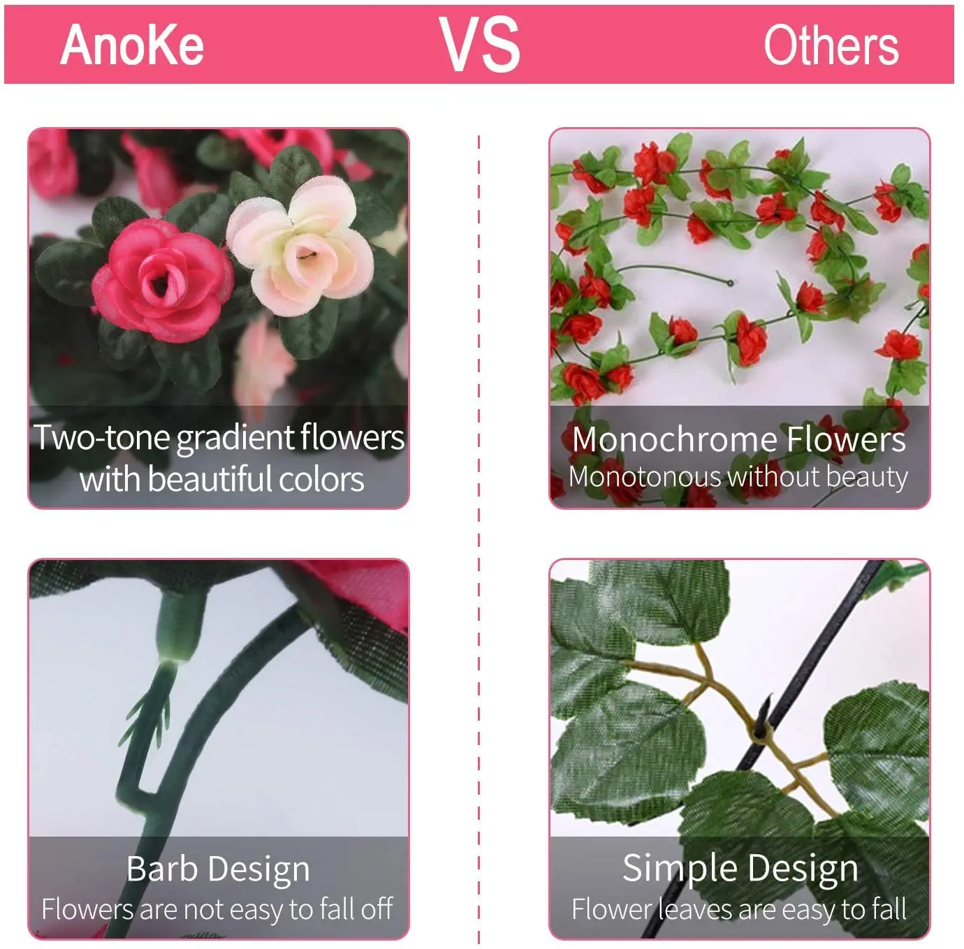6Pcs Fake Rose Vine Flowers Artificial Flower Home Hotel Wedding Party Garden Art Decor Garden DIY Arrangement Decoration Purple thumbnail 4