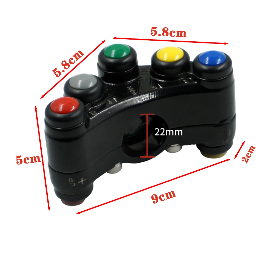 7/8" Universal Motorcycle Bike Handlebar Grip Horn Turn Signal Switch Control ABS 7-Button 22Mm ATVs Scooters Motorcycle Switch thumbnail 6