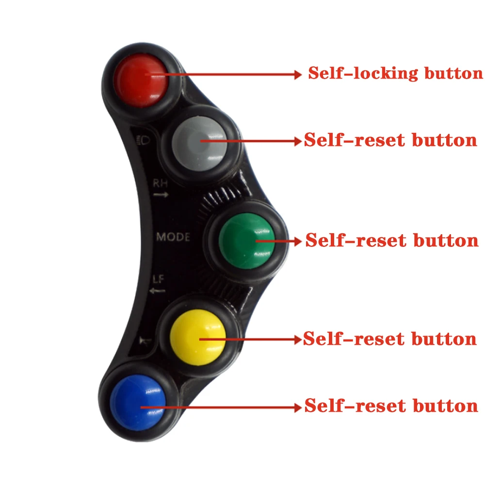 7/8" Universal Motorcycle Bike Handlebar Grip Horn Turn Signal Switch Control ABS 7-Button 22Mm ATVs Scooters Motorcycle Switch thumbnail 5