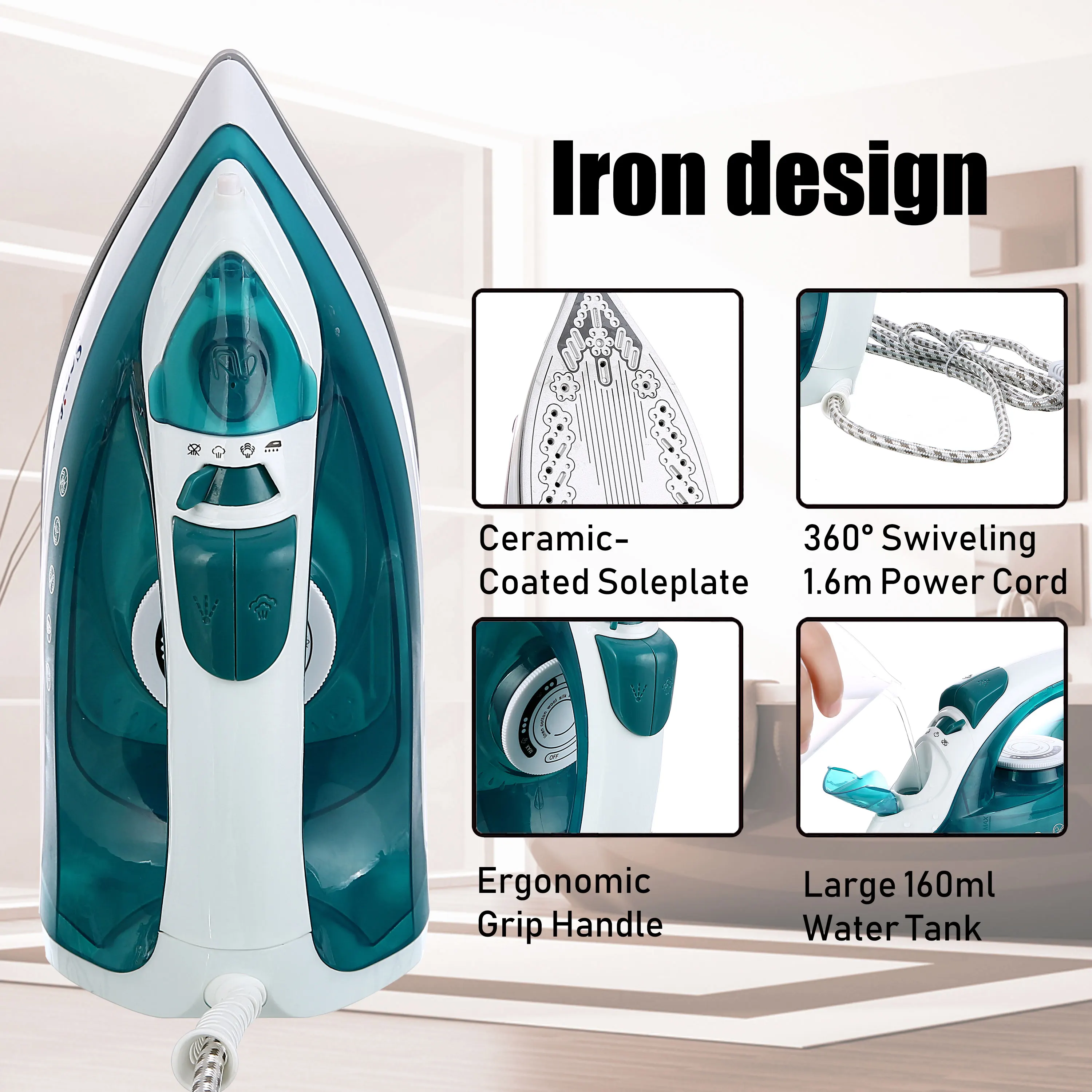 Electric Iron Portable Mini Garment Steamer Steam Iron For Clothing Iron Adjustable Ceramic Soleplate Iron For Ironing Sonifer thumbnail 2