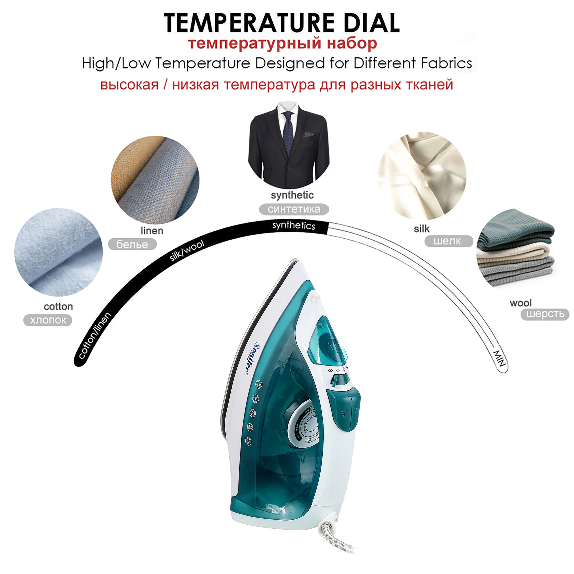 Electric Iron Portable Mini Garment Steamer Steam Iron For Clothing Iron Adjustable Ceramic Soleplate Iron For Ironing Sonifer thumbnail 4