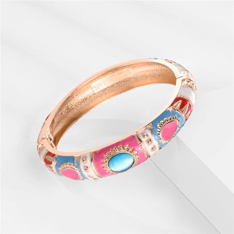 Enamel Bracelet For Women Bangle On Hand Hawaiian India Cloisonne African Jewelry Women's Hand Bracelets Bohemian Designer Gifts thumbnail 3