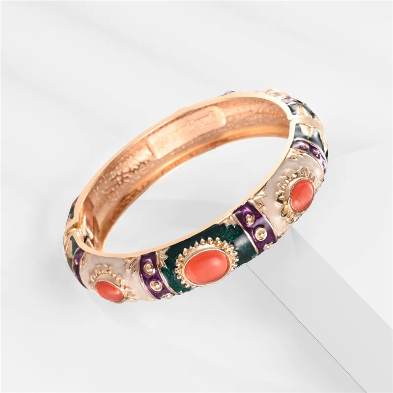 Enamel Bracelet For Women Bangle On Hand Hawaiian India Cloisonne African Jewelry Women's Hand Bracelets Bohemian Designer Gifts thumbnail 2