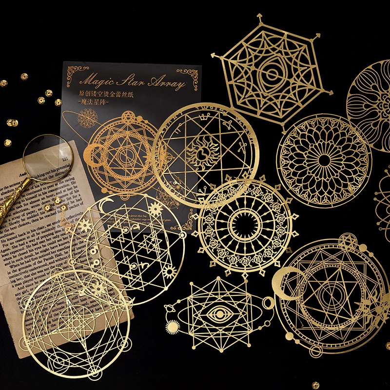 10 pcs Diy Scrapbooking paper Bronzing Lace Decoration paper Hollow Card Collage material lomo cards DIY hand made craft paper thumbnail 4