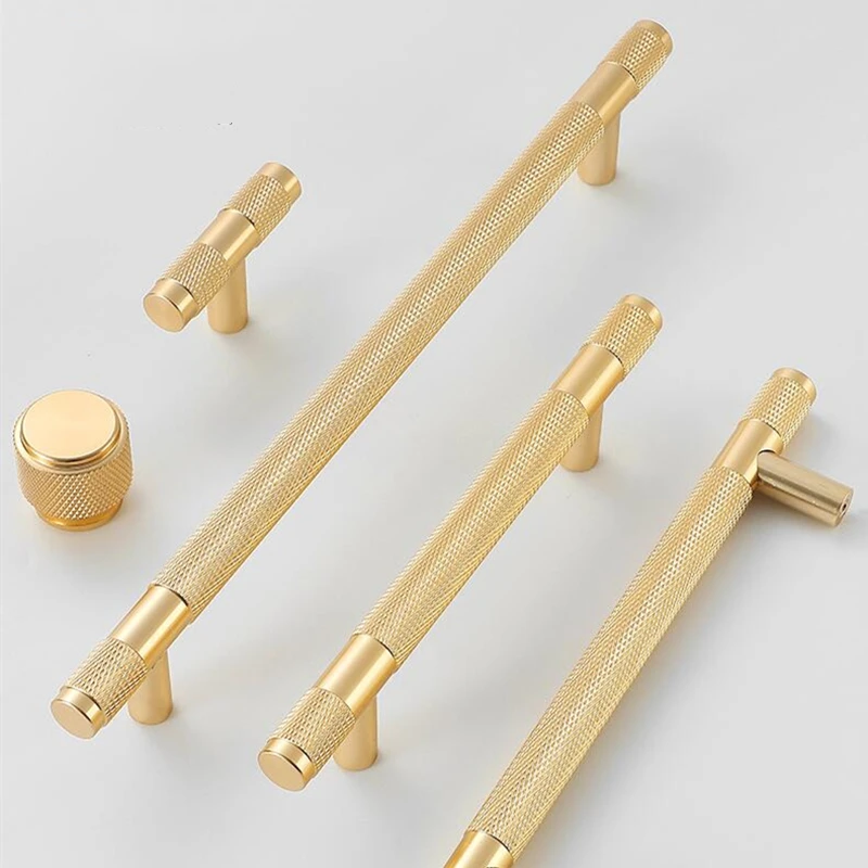 KK&FING Gold Knurled Handles For Cabinet And Drawer Aluminum Alloy Wardrobe Handles Kitchen Cabinet Pulls Knurled Drawer Knobs thumbnail 6
