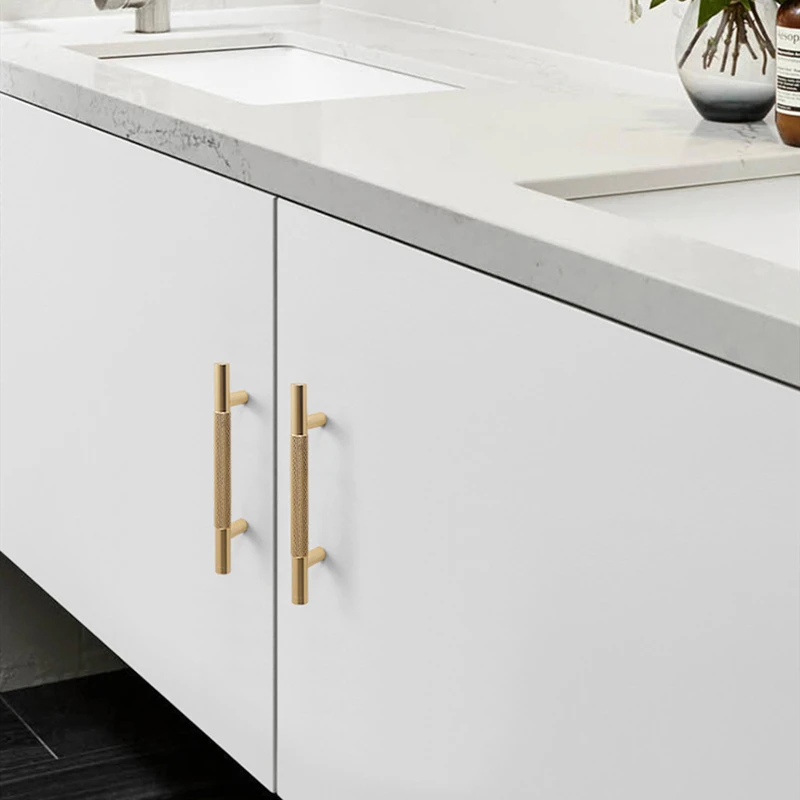 KK&FING Gold Knurled Handles For Cabinet And Drawer Aluminum Alloy Wardrobe Handles Kitchen Cabinet Pulls Knurled Drawer Knobs thumbnail 5