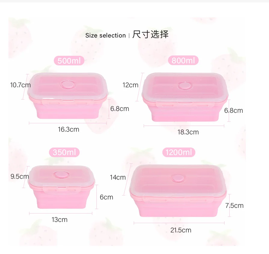 500ml Silicone Food Container Collapsible Portable Bowl Folding Food Storage Container Box Lunch Box thumbnail 6