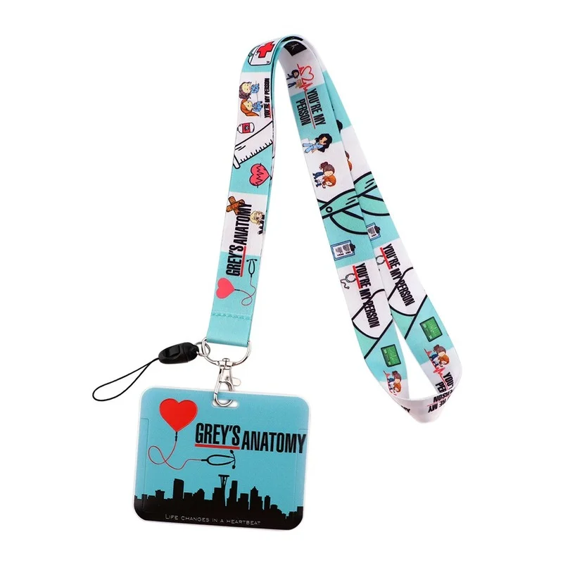 Horizontal plate Grey's Anatomy Doctor Nurse Credential Holder Neck Strap Lanyards Keychain Holder ID Card Pass Rope Lanyard thumbnail 5