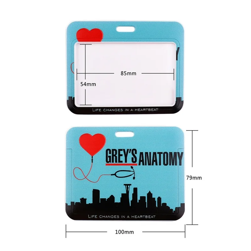 Horizontal plate Grey's Anatomy Doctor Nurse Credential Holder Neck Strap Lanyards Keychain Holder ID Card Pass Rope Lanyard thumbnail 2