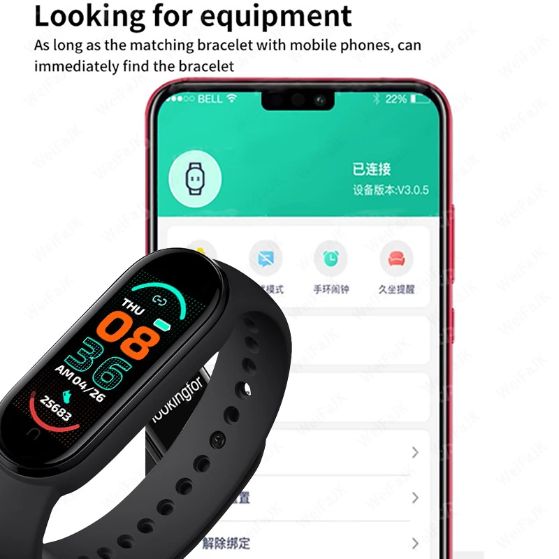 M6 Smart Watch Men Women Fitness Smart Bracelet Sports Band Heart Rate Blood Pressure Monitor Waterproof Multi-function Watches thumbnail 2