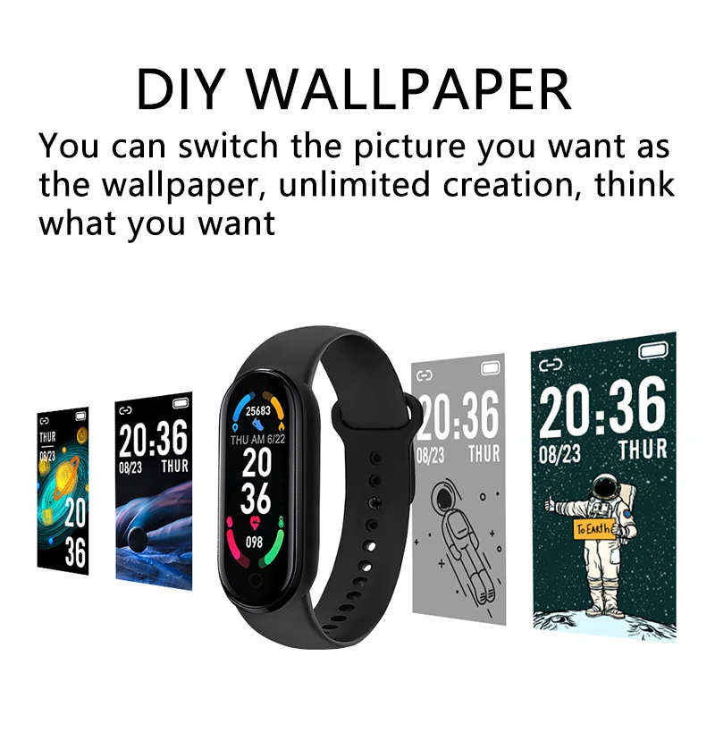 M6 Smart Watch Men Women Fitness Smart Bracelet Sports Band Heart Rate Blood Pressure Monitor Waterproof Multi-function Watches thumbnail 4