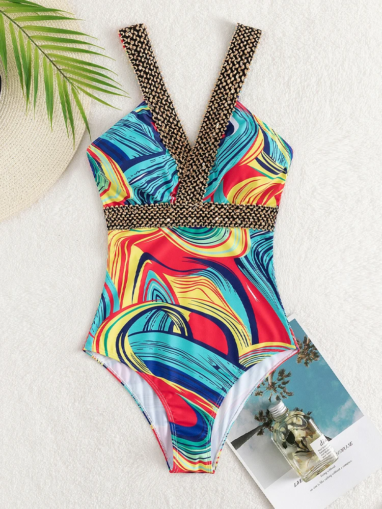 Vigoashely 2026 Sexy Print Strapped Swimwear Women Push UP One Piece Swimsuit Monokini Backless Hollow Summer Bathing Suit thumbnail 3