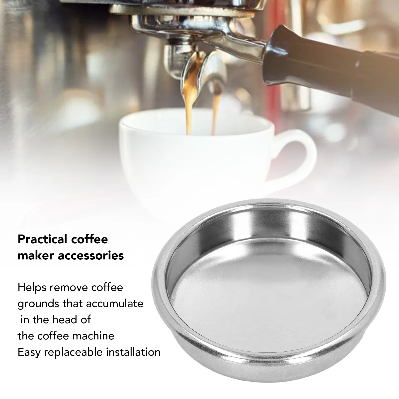 58mm Coffee Machine Backflush Insert Basket Blind Filter Coffee Maker Backwash Cleaning Blind Bowl Coffee Accessories thumbnail 6