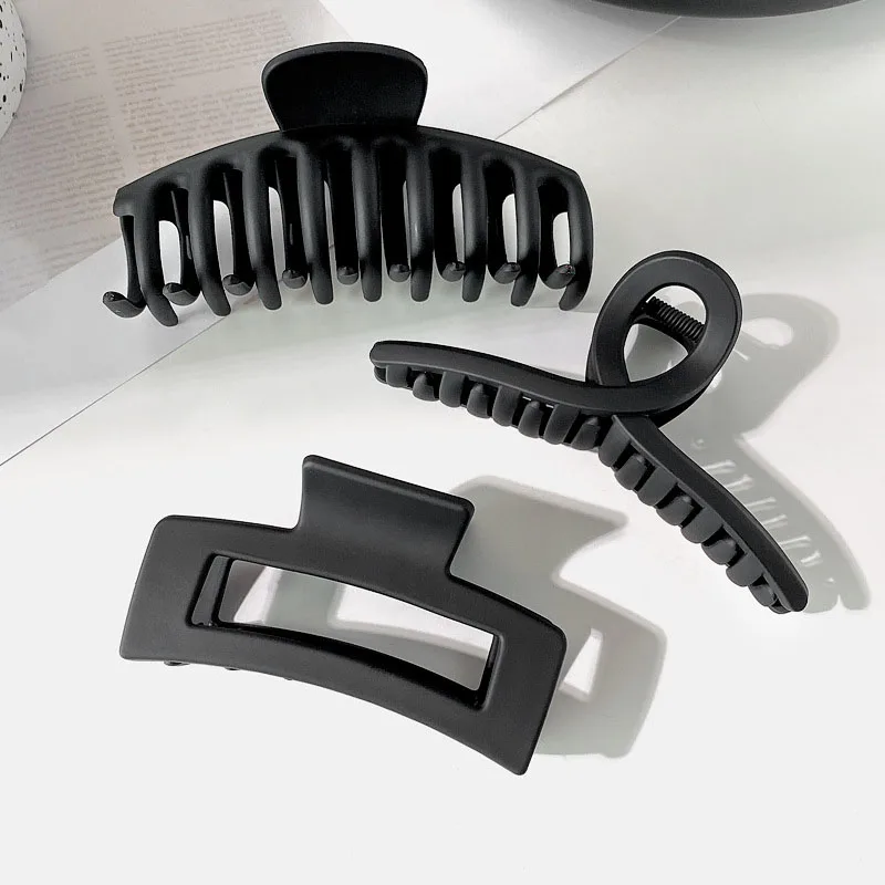 Women Elegant Black Geometric Plastic Hair Claw Lady Sweet Long Hair Holder Toothed Hair Clips Hairpins Fashion Hair Accessories thumbnail 5