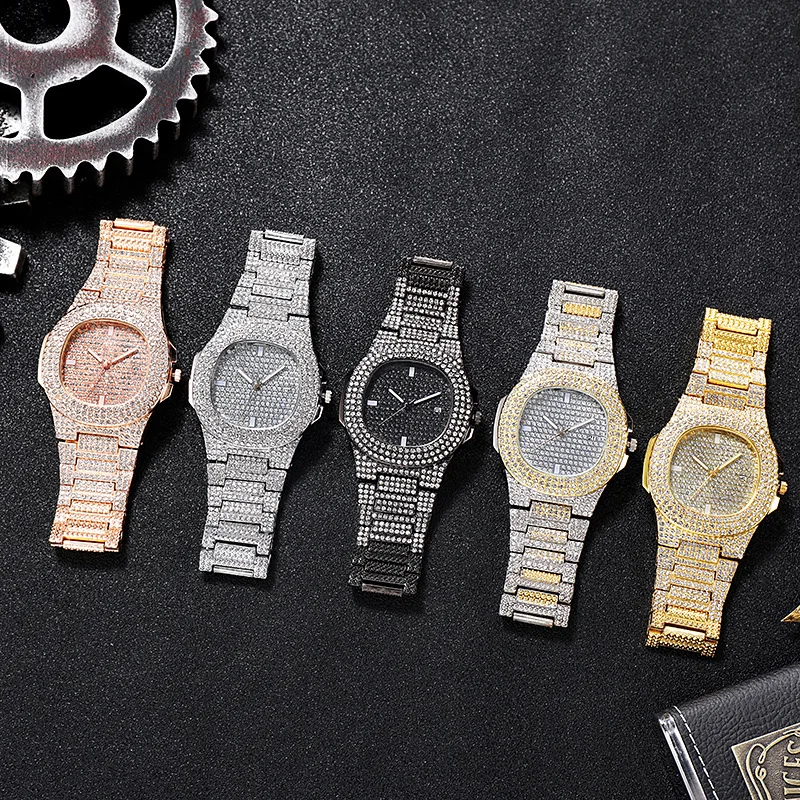 2022 New Iced Out Women Watch Gold Silver Color Square Diamondd Quartz Luxury Hip Hop Wrist Watches Roman Clock Gift boyfriend thumbnail 6