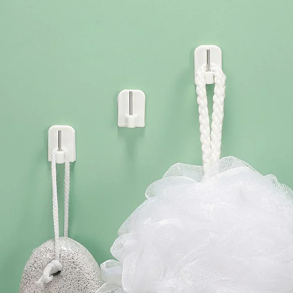 Durable Curtain Hooks Bracket Self-adhesives Stainless Steel+pvc White 4/8/12Pcs Curtain Rod Hook Home Storage thumbnail 3